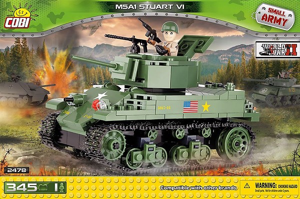 M5A1 Stuart VI 345 Pcs Small Tank Model Kit